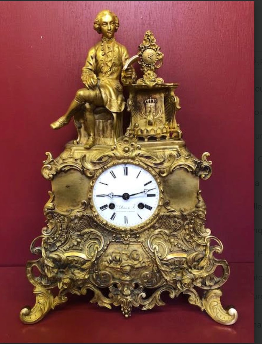 PENDULE  Bronze Dore  Personnage connu !