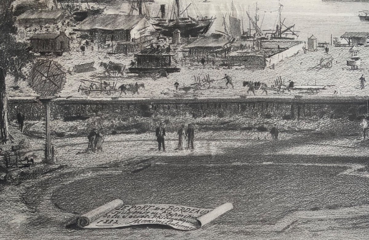 Maxime Lalanne - Engraving Port Of Bordeaux Quinconces-photo-2