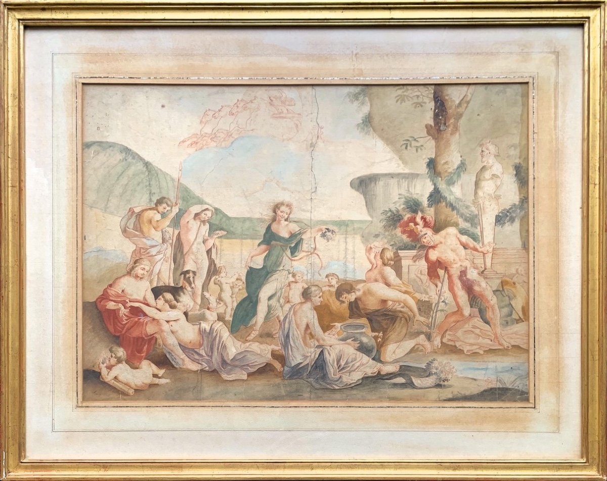 Nicolas Poussin (d'après) L'Empire de Flore Aquarelle