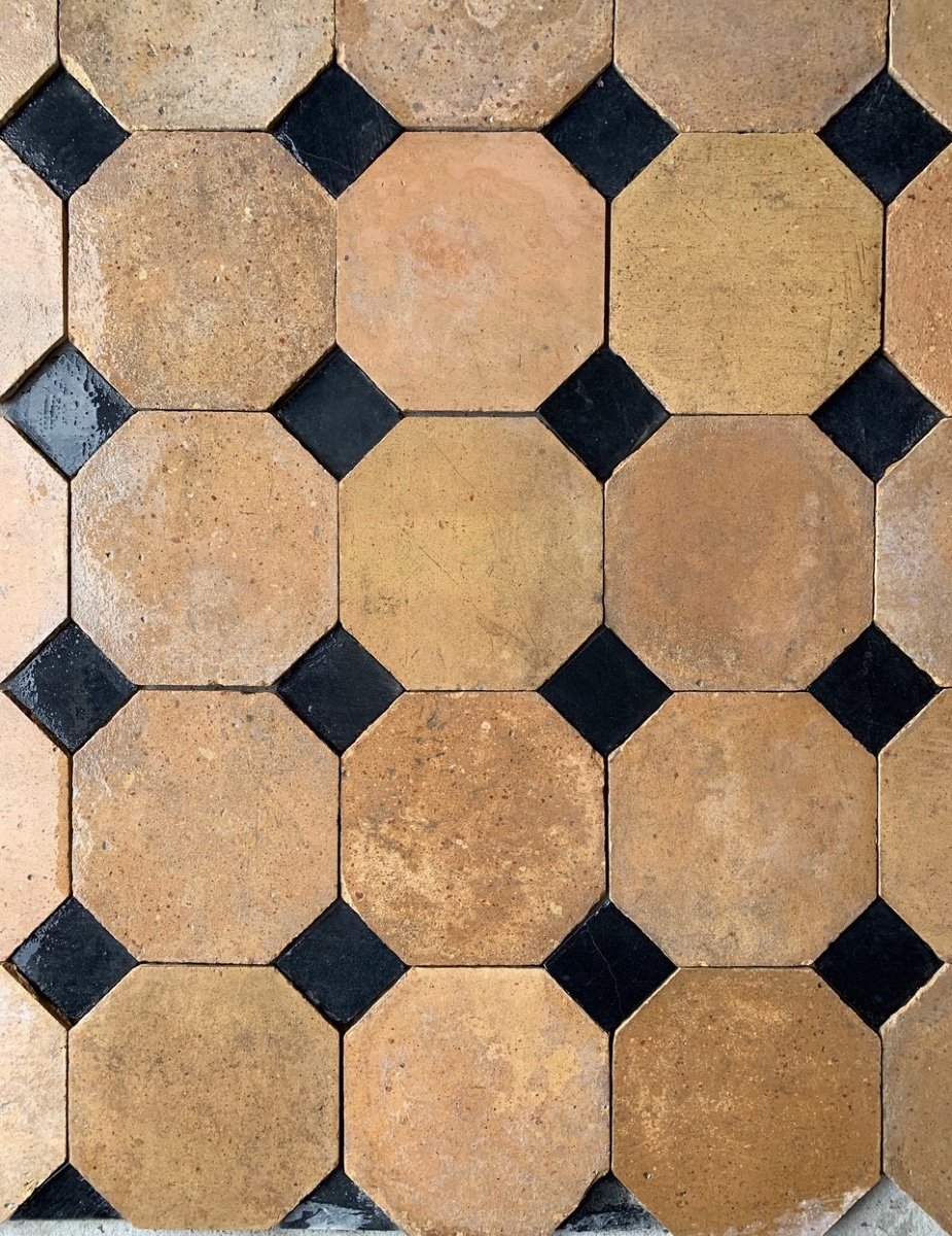 Carreaux en Terre Cuite à cabochons XIXe-photo-3