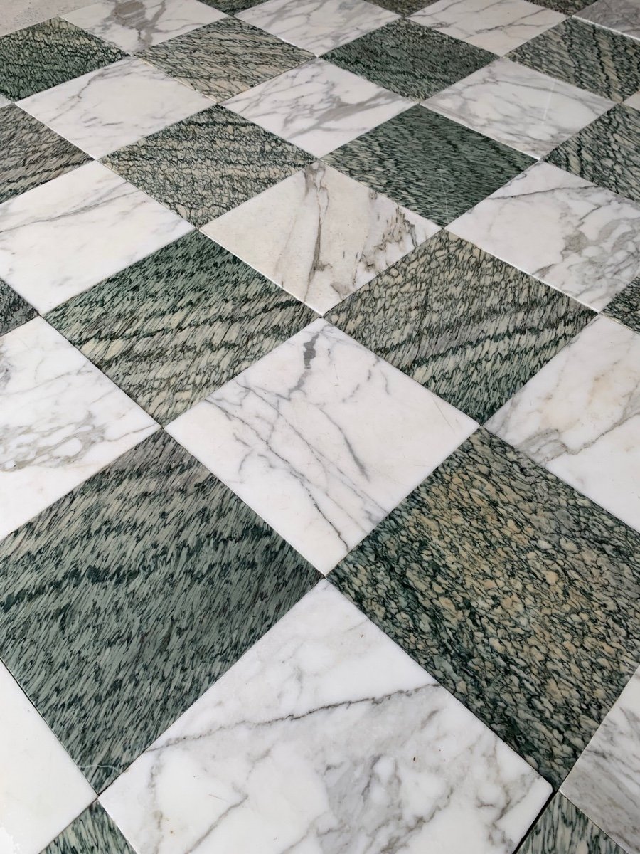 Checkered Campan And Calacatta Marble Floor