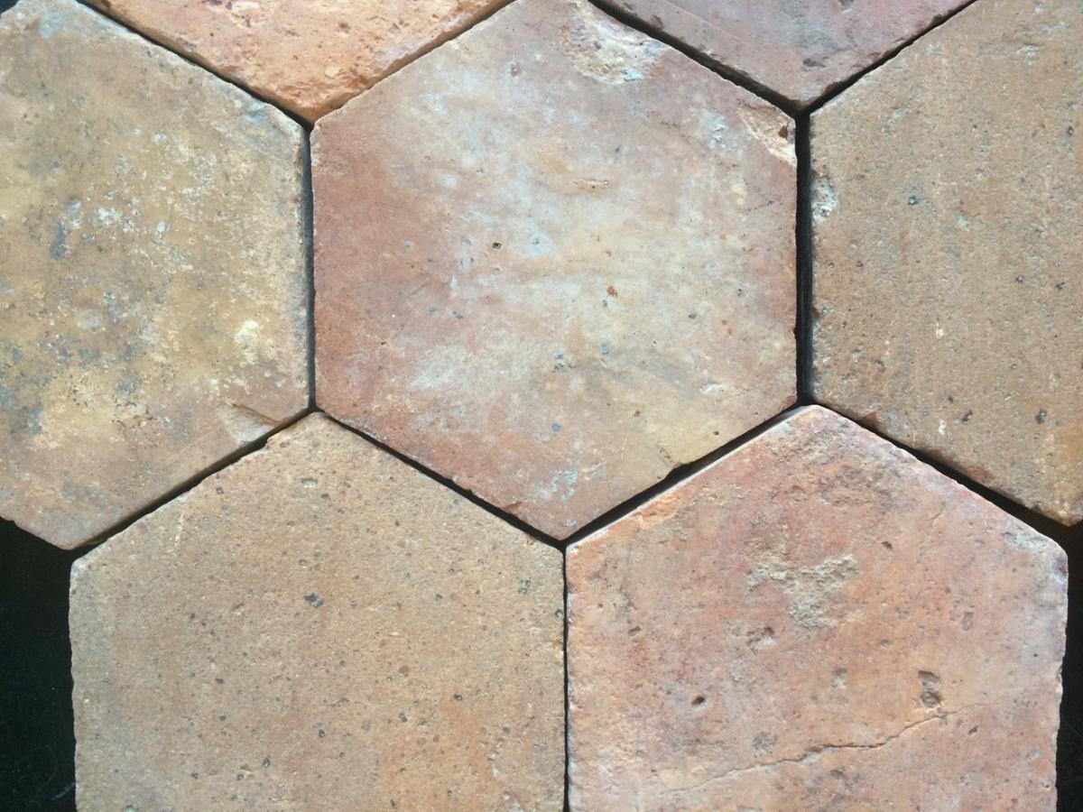Lot Terracotta Hexagonal Tiles - 18th C.-photo-2