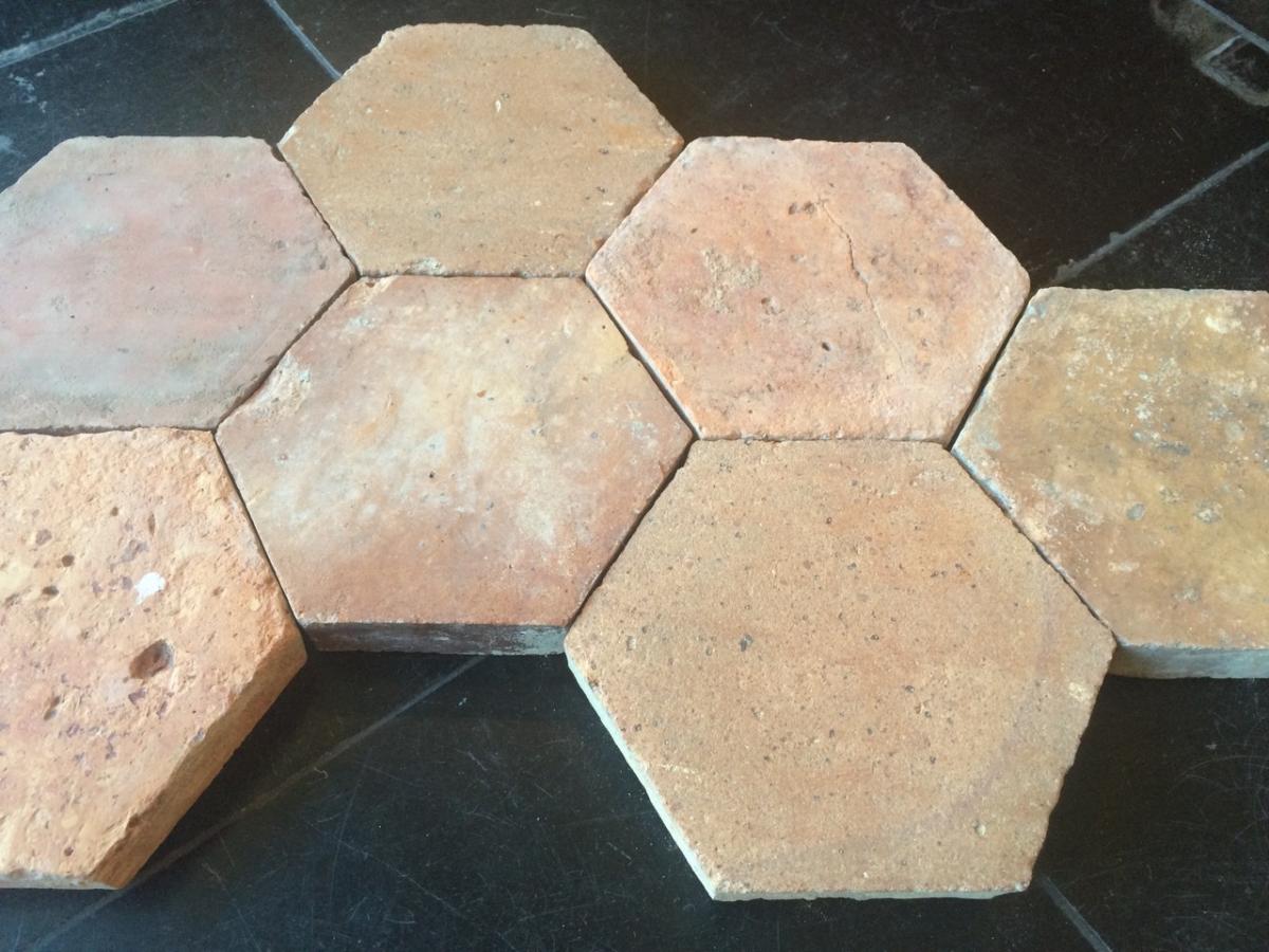 Lot Terracotta Hexagonal Tiles - 18th C.-photo-3
