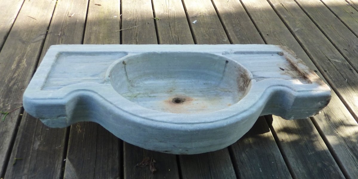 Lavabo en marbre sculpté XIXe-photo-2