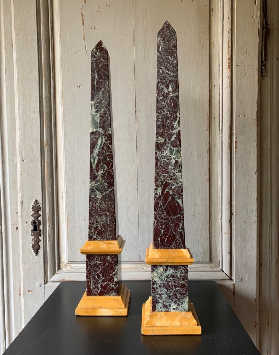 Pair Of Marble Obelisks
