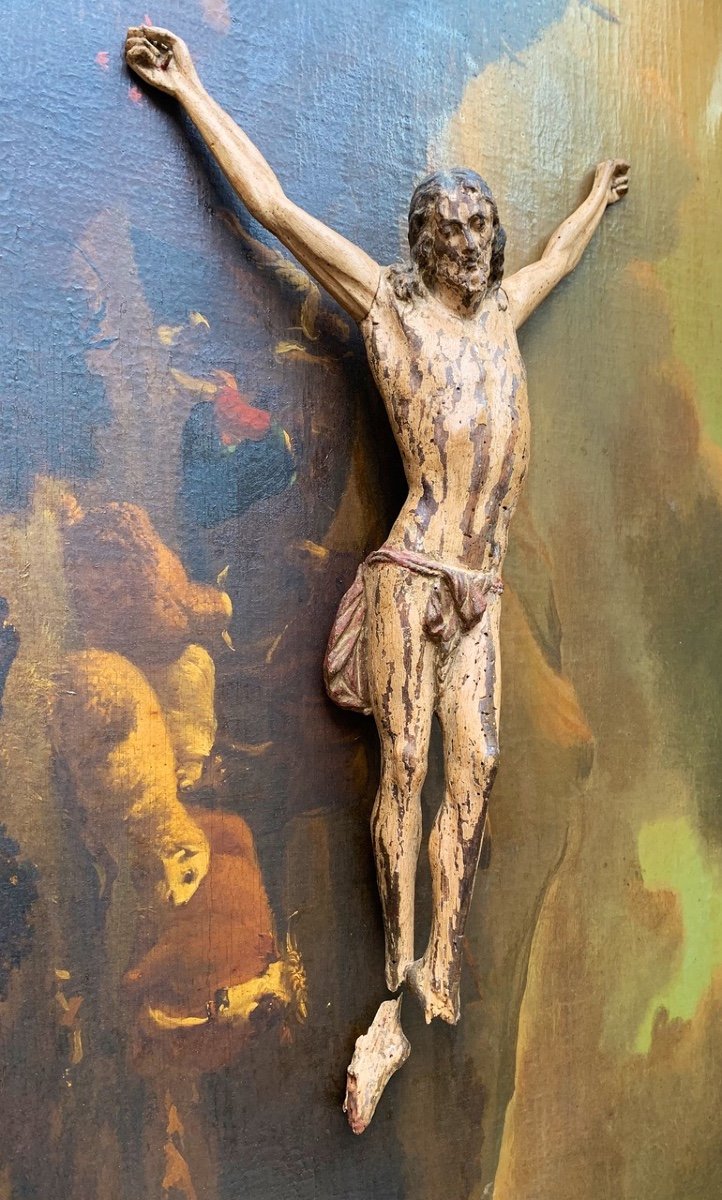 17th Century Carved Wooden Crucifix-photo-3
