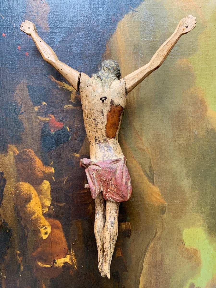 Crucifix bois sculpté XVIIe-photo-2