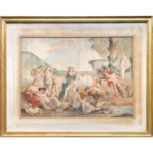 Nicolas Poussin (d'après) L'Empire de Flore Aquarelle