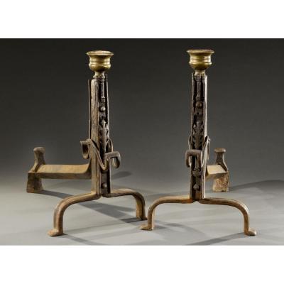 Pair Of Andirons - Late 15th