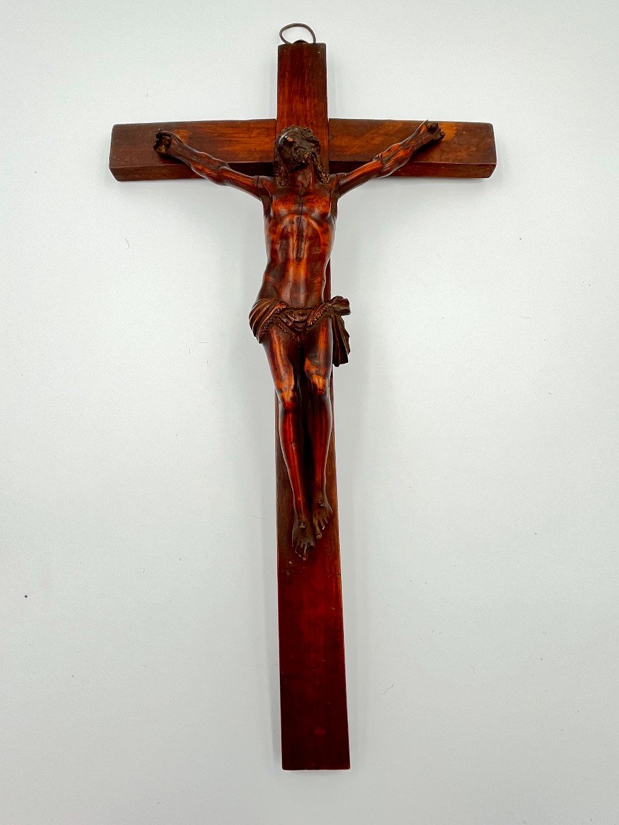 Rare Christ En Buis Du XVIIeme Siècle. -photo-5