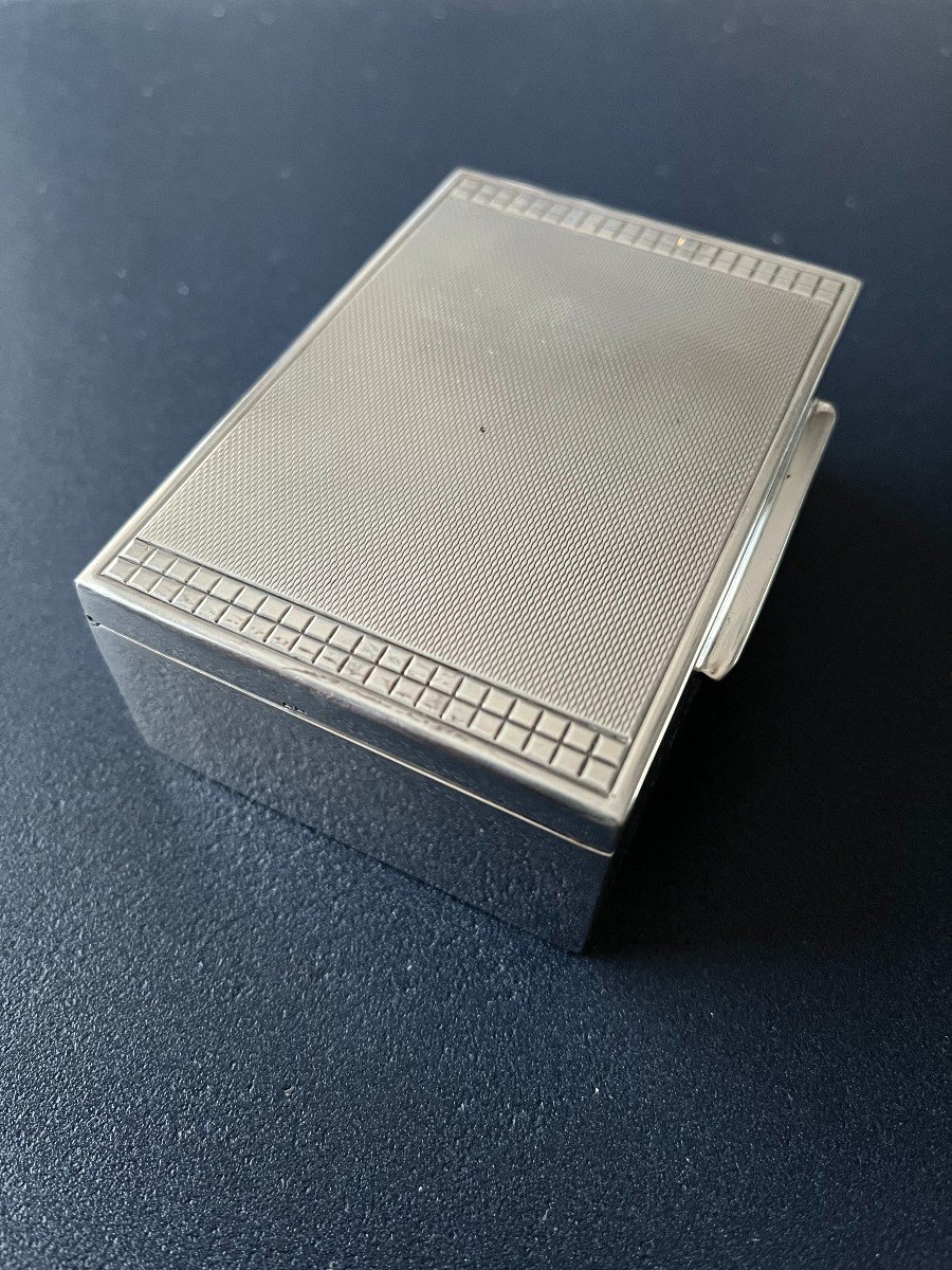 Cigarette Or Cigarillo Box In Solid Silver And Mahogany 