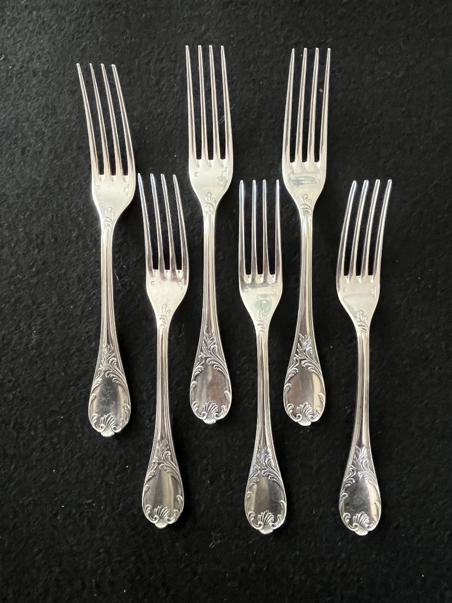 Christofle 6 Petites Fourchettes Modèle Marly