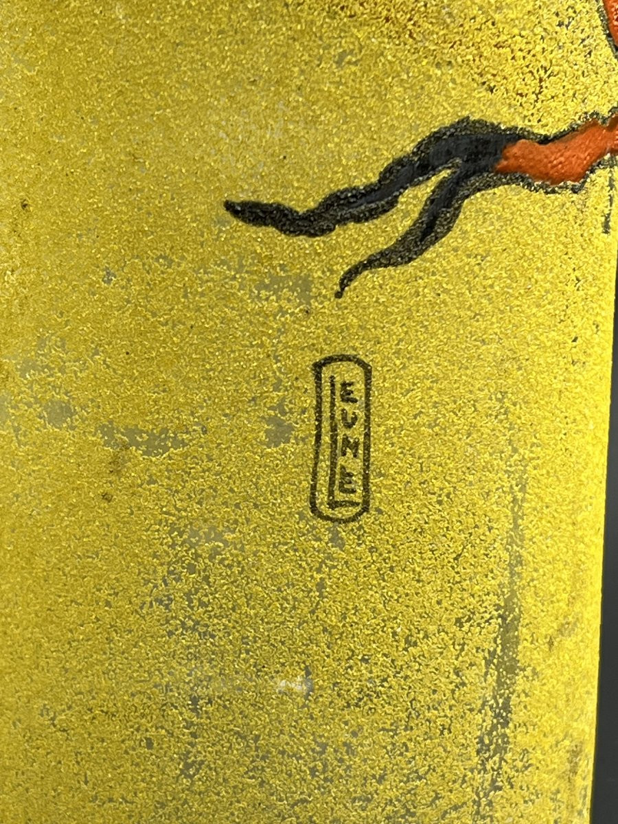 Leune Frosted Enameled Glass Vase, Circa 1930-photo-3