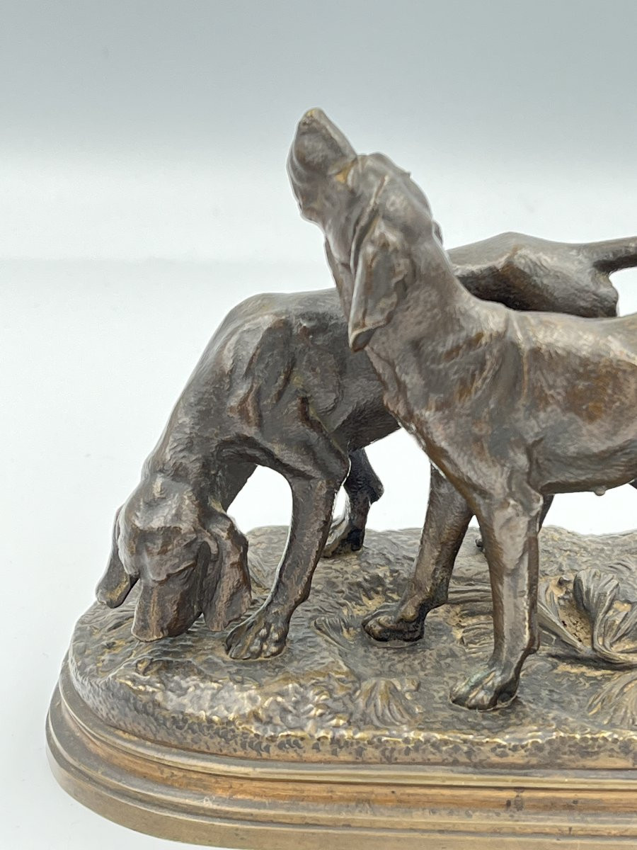 Sculpture -  Chiens De Chasse , Alfred Dubucand (1828-1894) -photo-2