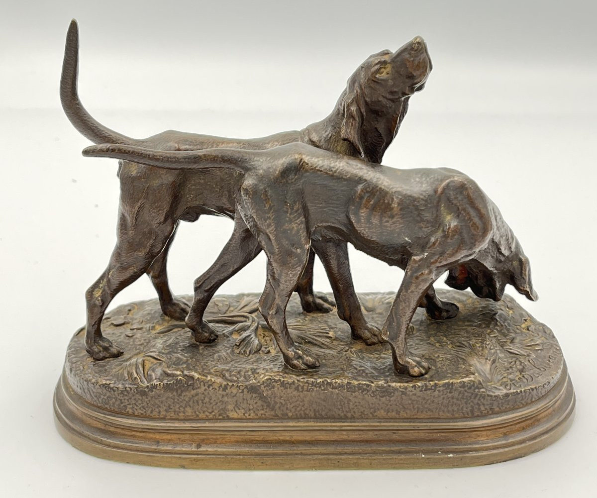 Sculpture -  Chiens De Chasse , Alfred Dubucand (1828-1894) -photo-4