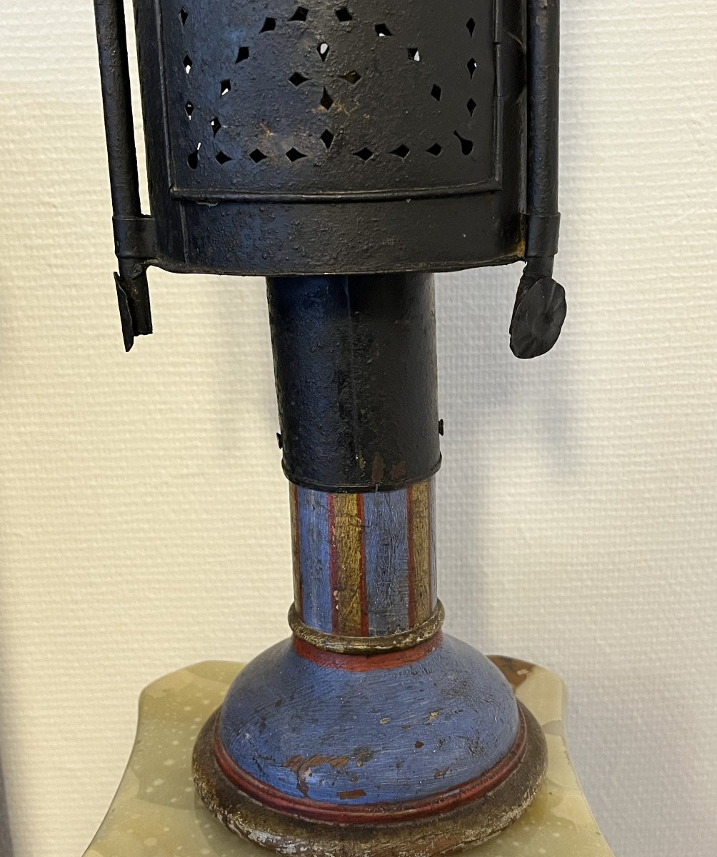 "Lanterne de procession XIXe en tôle "-photo-4