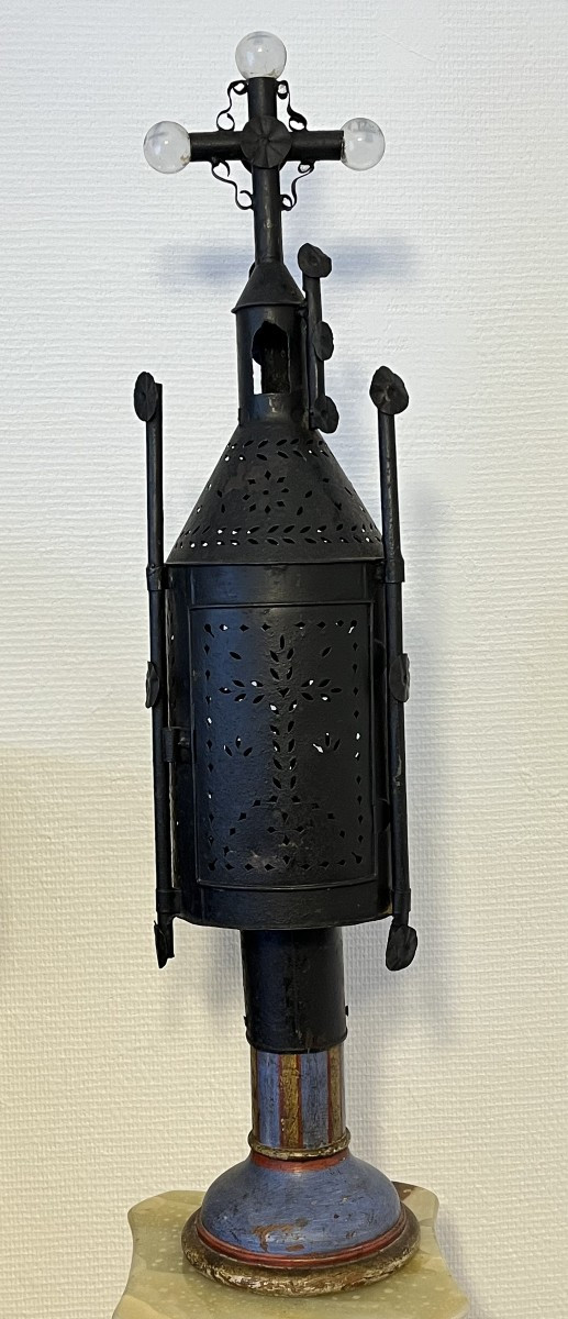 "Lanterne de procession XIXe en tôle "