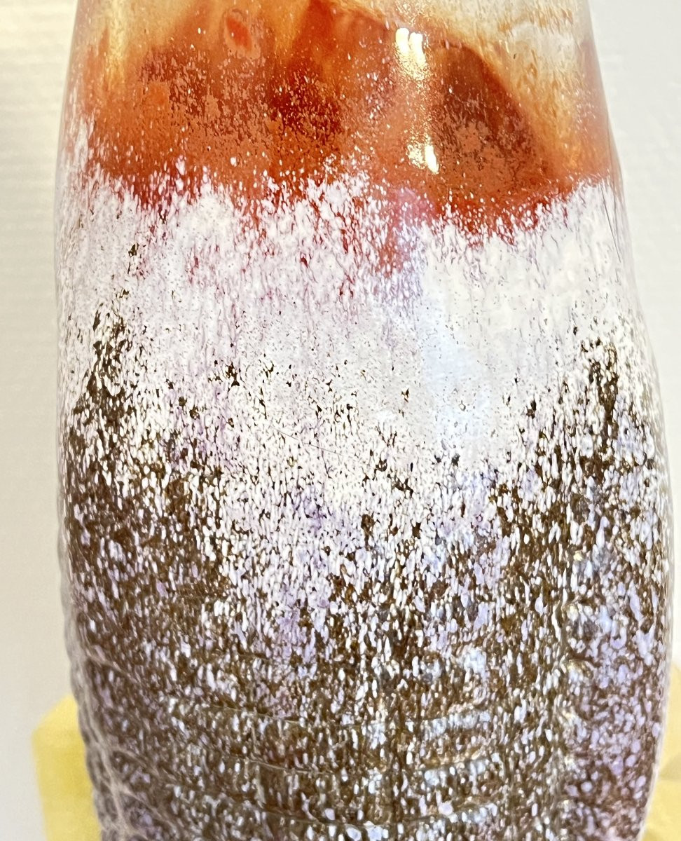 Blown Glass Vase/bottle – Piece Signed “lutgen For Hyalos 1997” -photo-4
