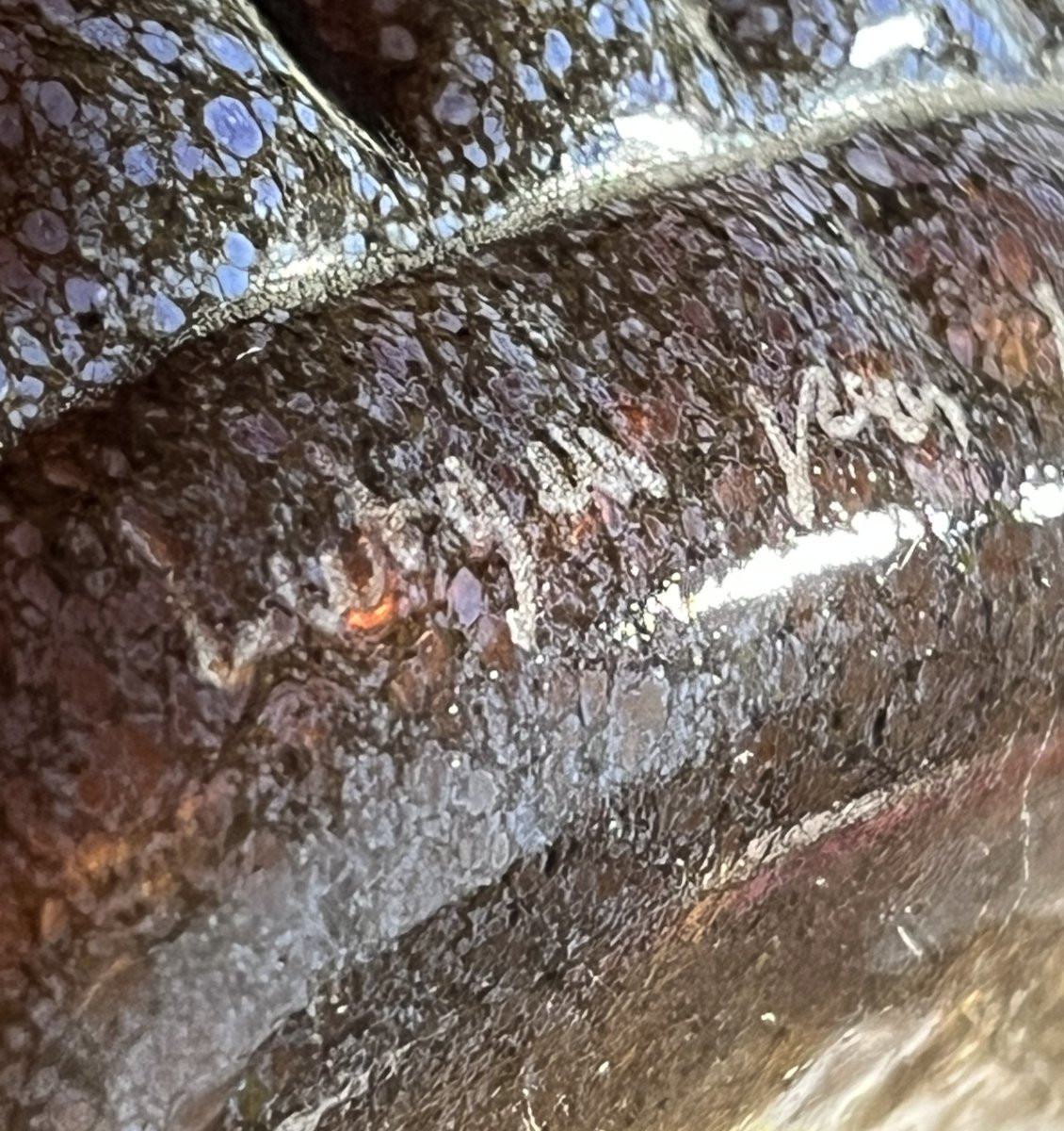 Blown Glass Vase/bottle – Piece Signed “lutgen For Hyalos 1997” -photo-5