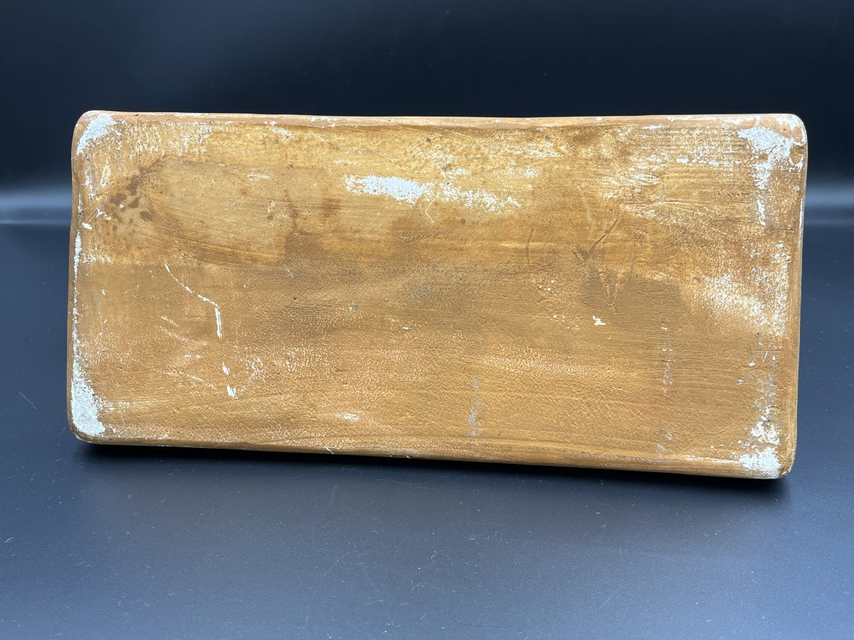 Antique Glazed Terracotta Sculpture – Child And Goose – Signed-photo-2