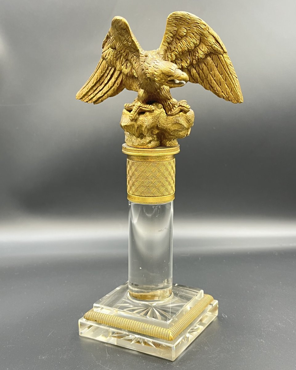 Empire Cut Crystal And Gilt Bronze Watch Case With Imperial Eagle-photo-1