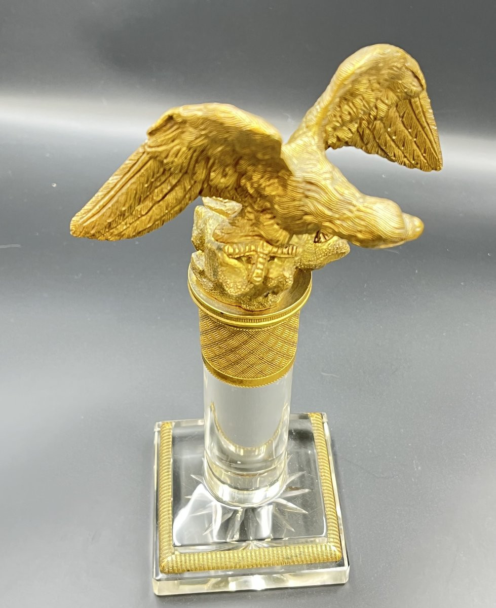 Empire Cut Crystal And Gilt Bronze Watch Case With Imperial Eagle-photo-2