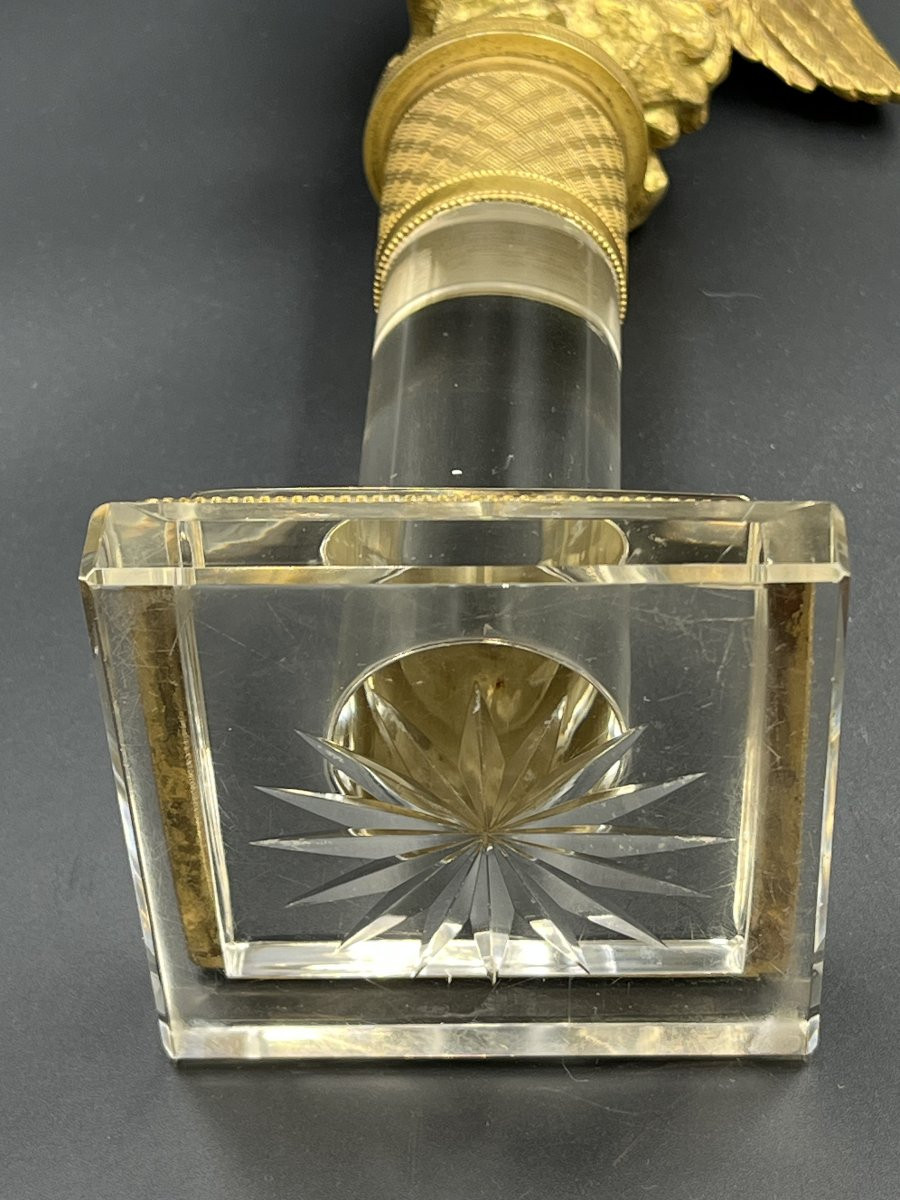 Empire Cut Crystal And Gilt Bronze Watch Case With Imperial Eagle-photo-3