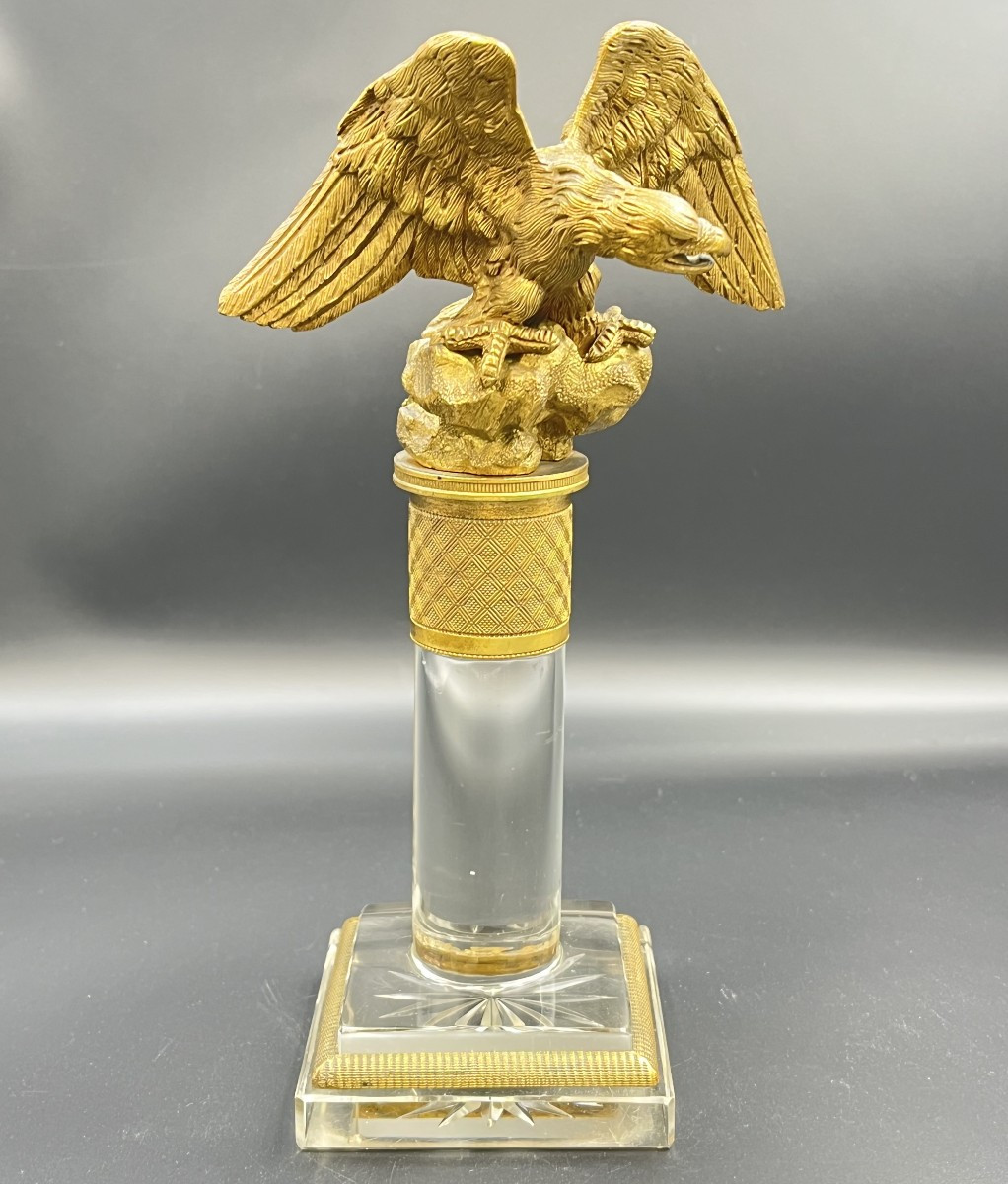 Empire Cut Crystal And Gilt Bronze Watch Case With Imperial Eagle