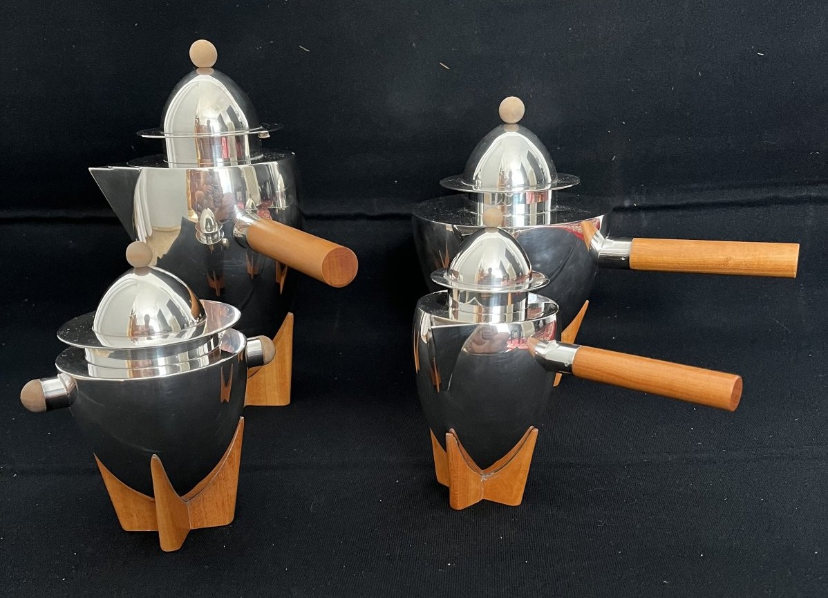 Puiforcat – “don Quixote” Tea And Coffee Set – Silver-plated Metal And Wood 