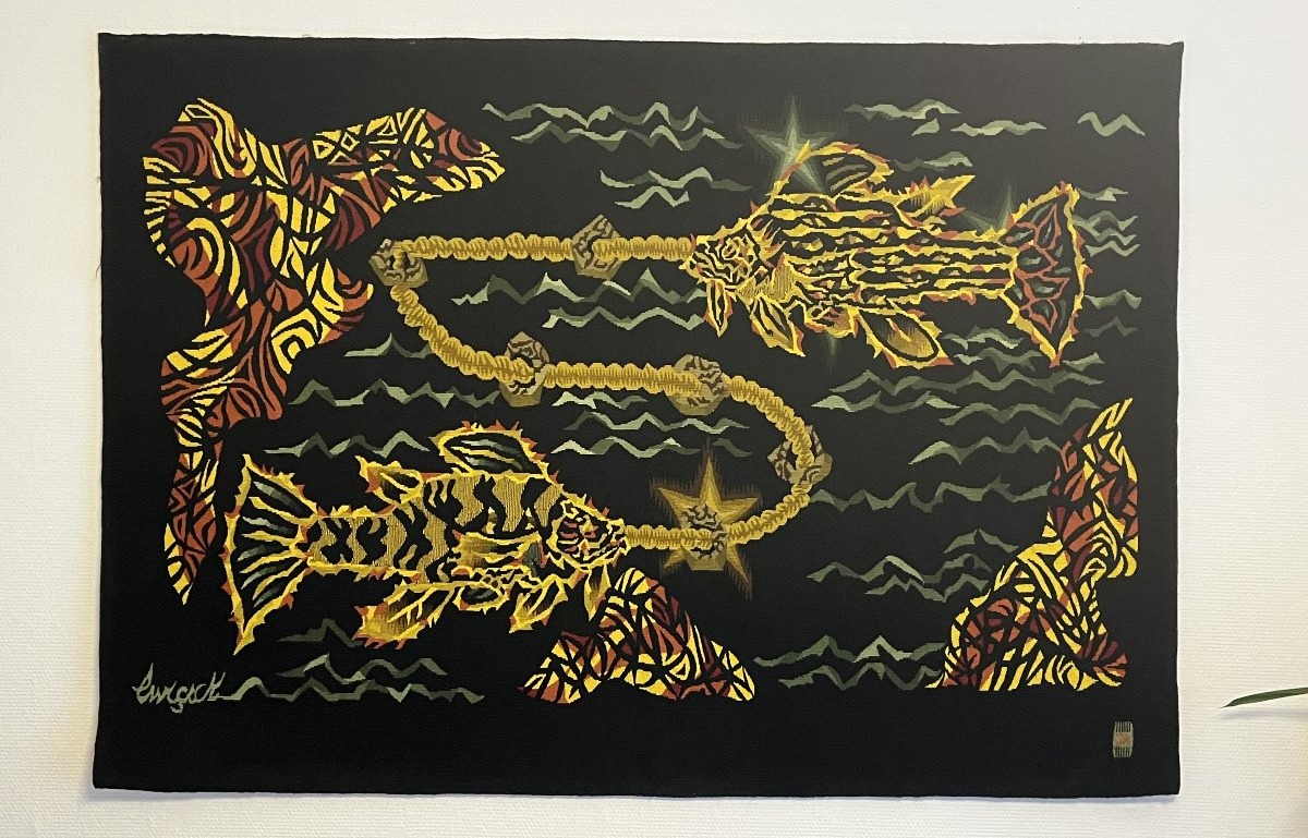 Exceptional Aubusson Tapestry – Jean Lurçat – “poisson” – Atelier Simone André 