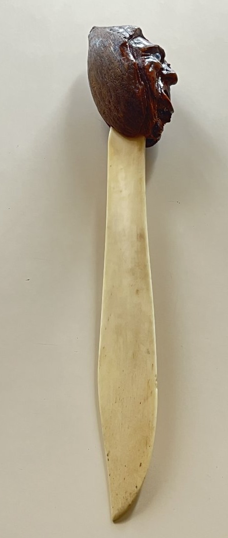 Rare Letter Opener With A Carved Corozo Handle—late 19th Century-photo-2