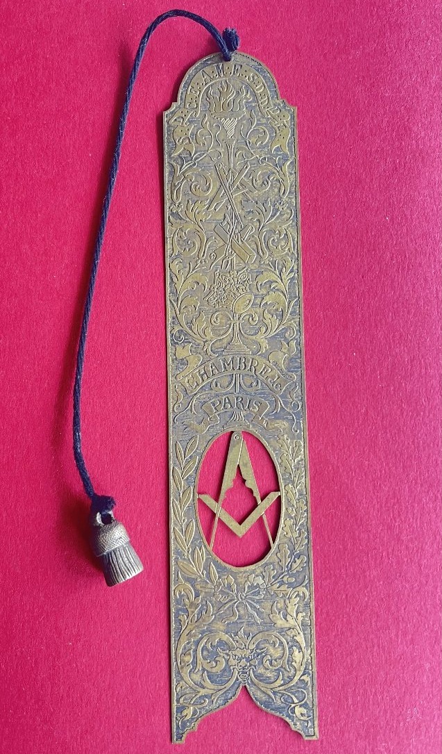 Masonic Brass Bookmark – Paris Chamber – Grand Orient Of France – 19th / Early 20th Century-photo-2