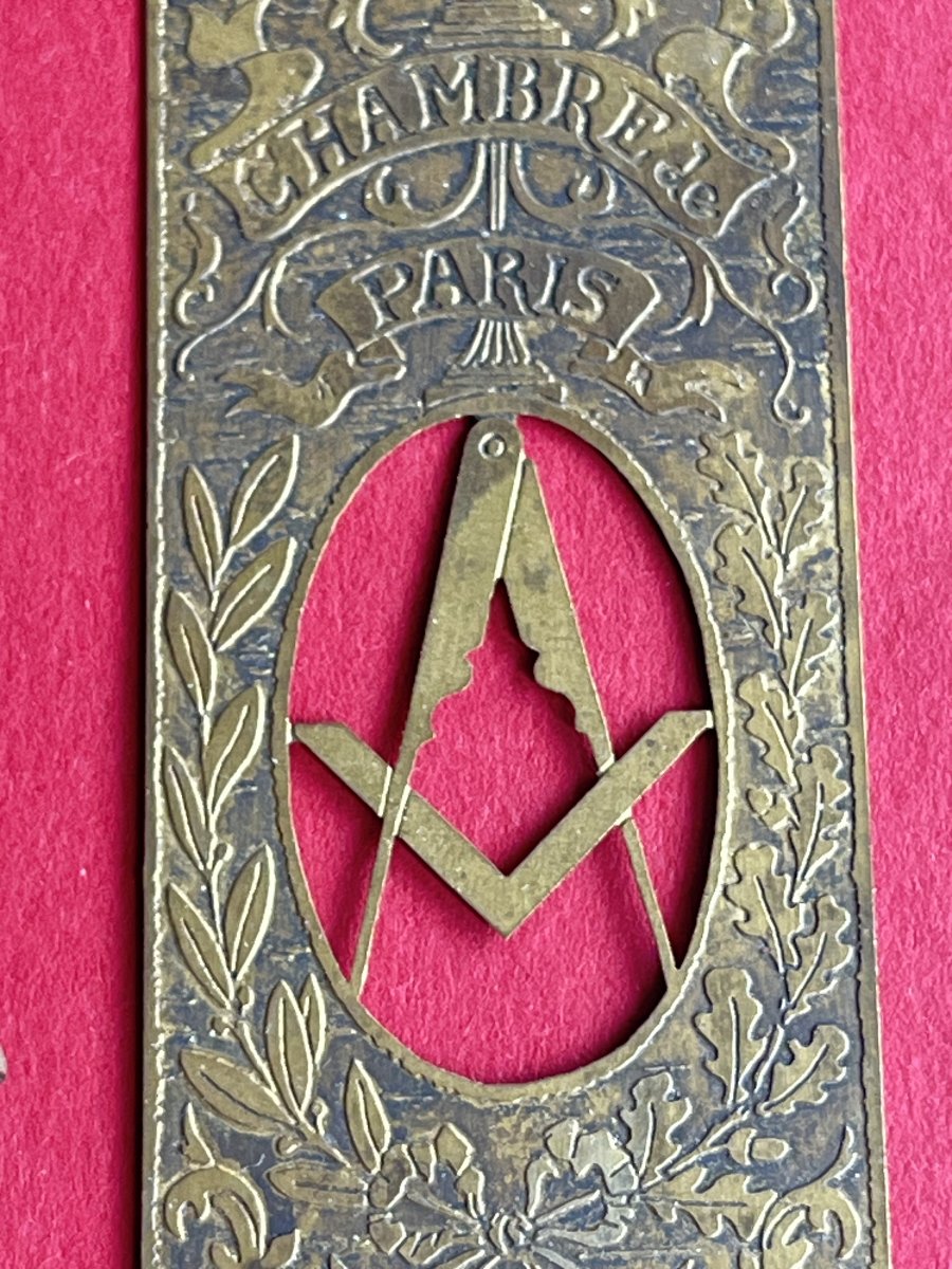 Masonic Brass Bookmark – Paris Chamber – Grand Orient Of France – 19th / Early 20th Century-photo-3