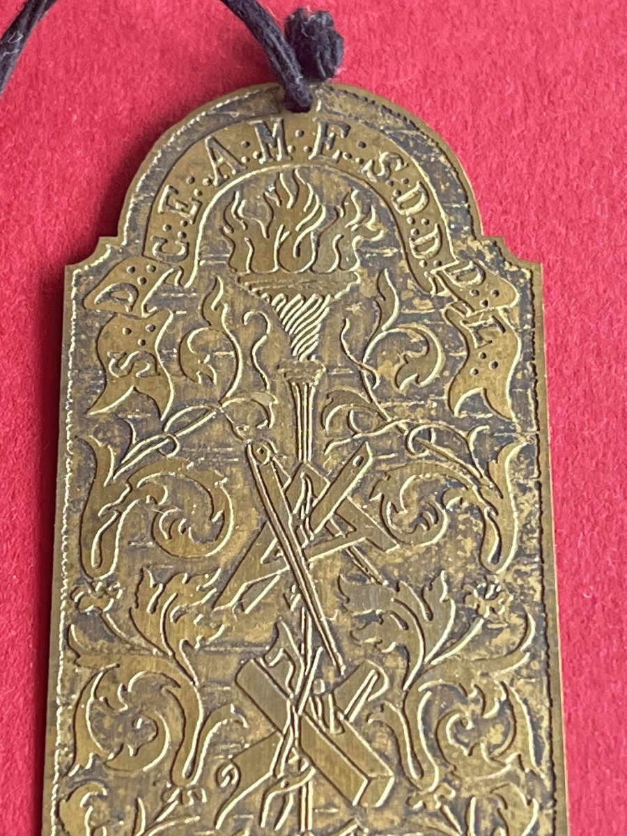 Masonic Brass Bookmark – Paris Chamber – Grand Orient Of France – 19th / Early 20th Century-photo-4