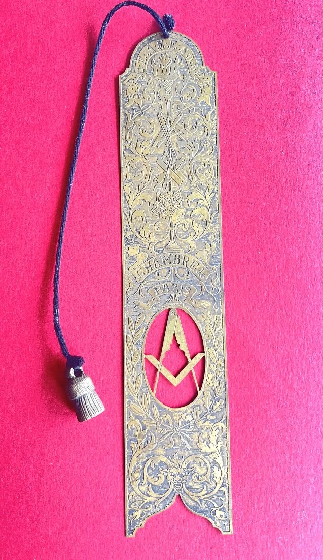 Masonic Brass Bookmark – Paris Chamber – Grand Orient Of France – 19th / Early 20th Century-photo-3