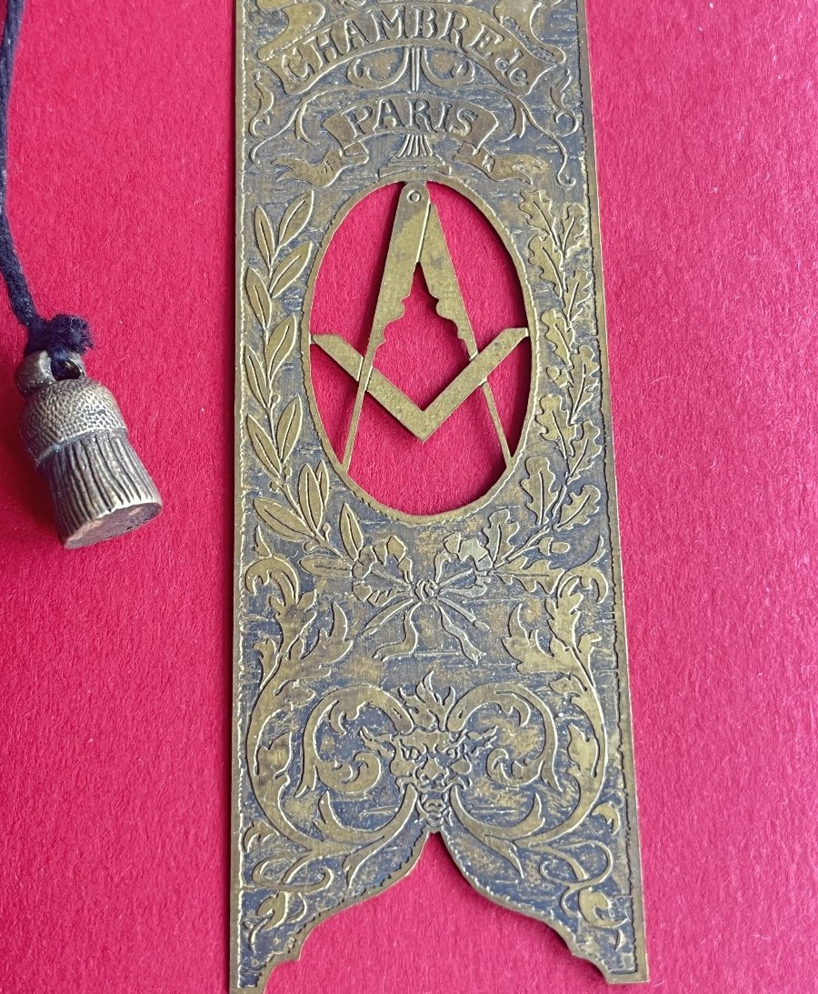 Masonic Brass Bookmark – Paris Chamber – Grand Orient Of France – 19th / Early 20th Century-photo-4