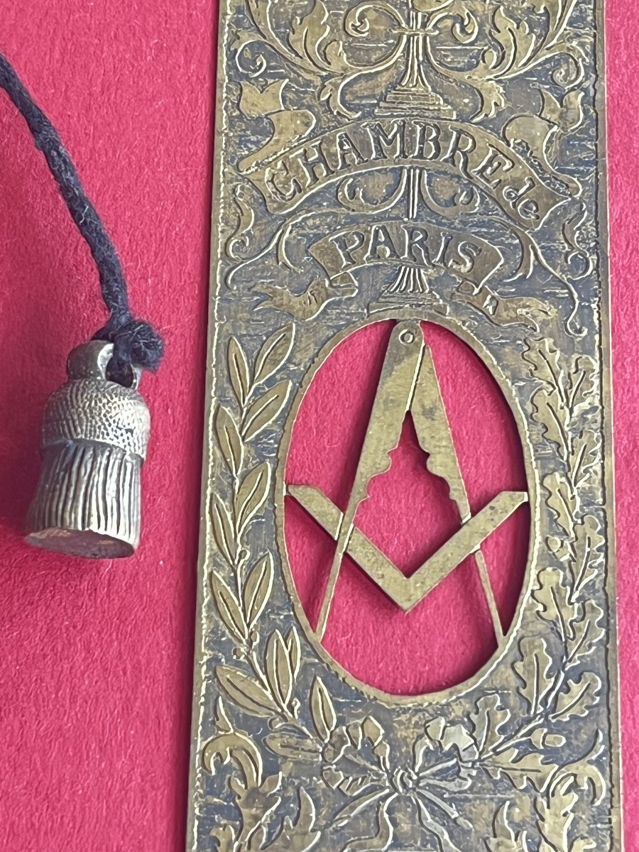 Masonic Brass Bookmark – Paris Chamber – Grand Orient Of France – 19th / Early 20th Century-photo-6