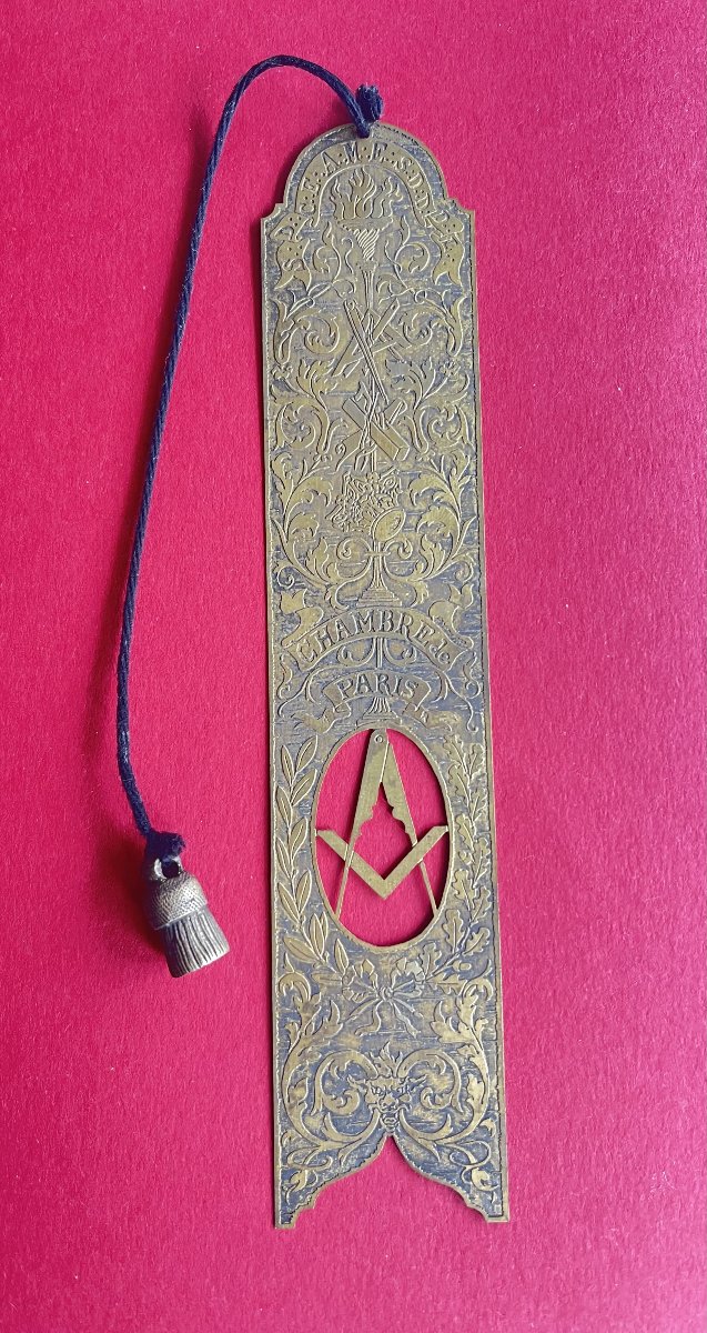 Masonic Brass Bookmark – Paris Chamber – Grand Orient Of France – 19th / Early 20th Century-photo-7