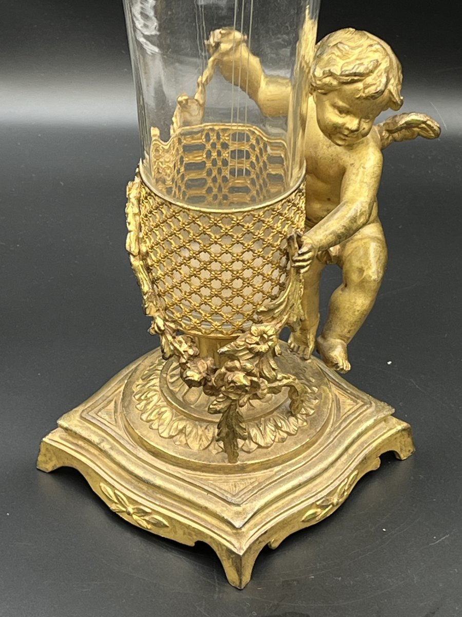 Crystal And Gilded Bronze Vase Decorated With Putti – Napoleon III Period-photo-4