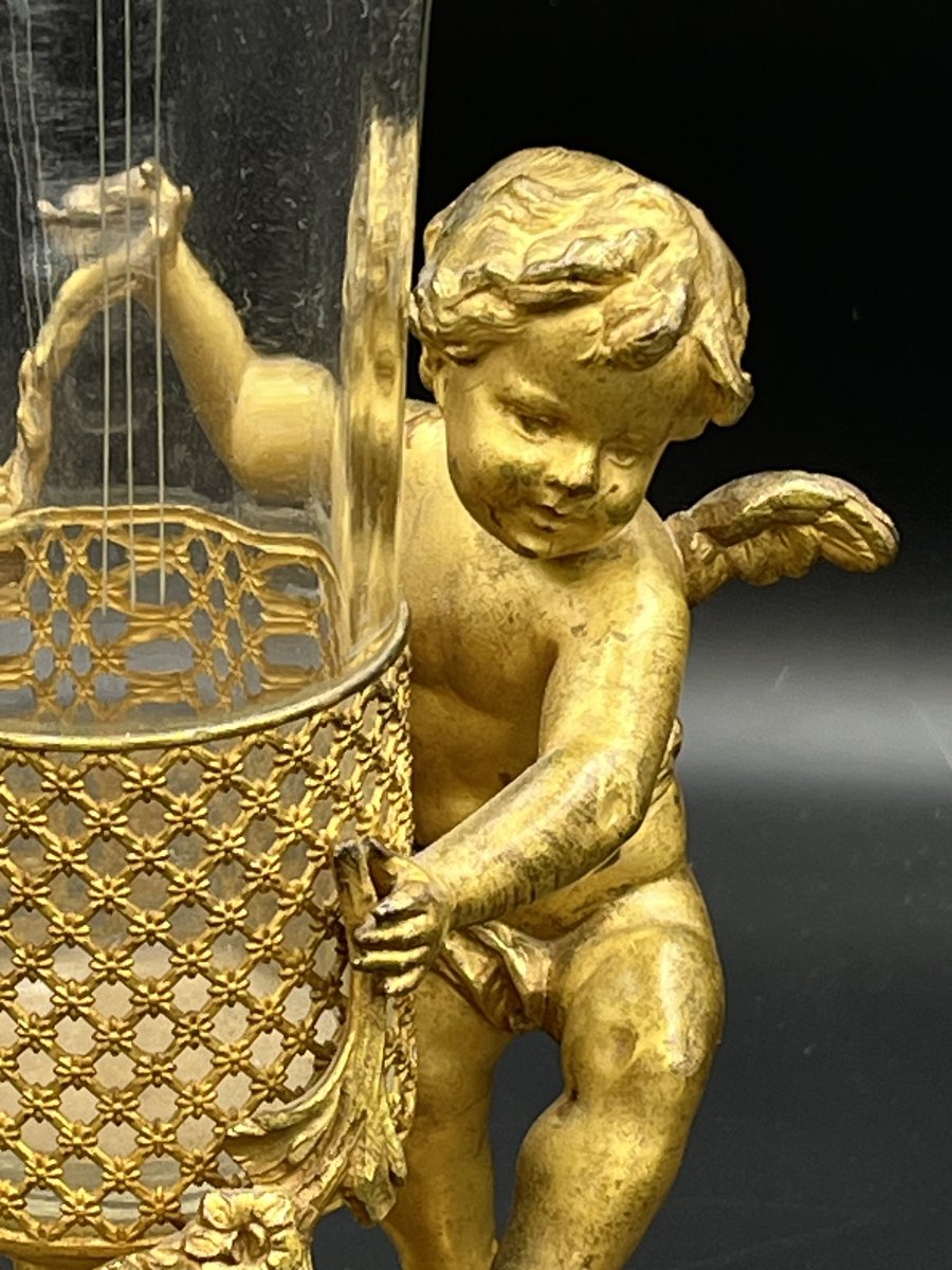 Crystal And Gilded Bronze Vase Decorated With Putti – Napoleon III Period-photo-4