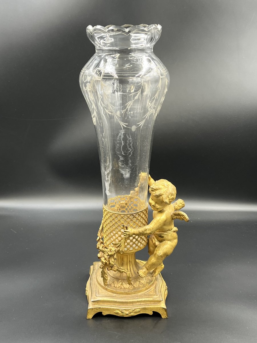 Crystal And Gilded Bronze Vase Decorated With Putti – Napoleon III Period