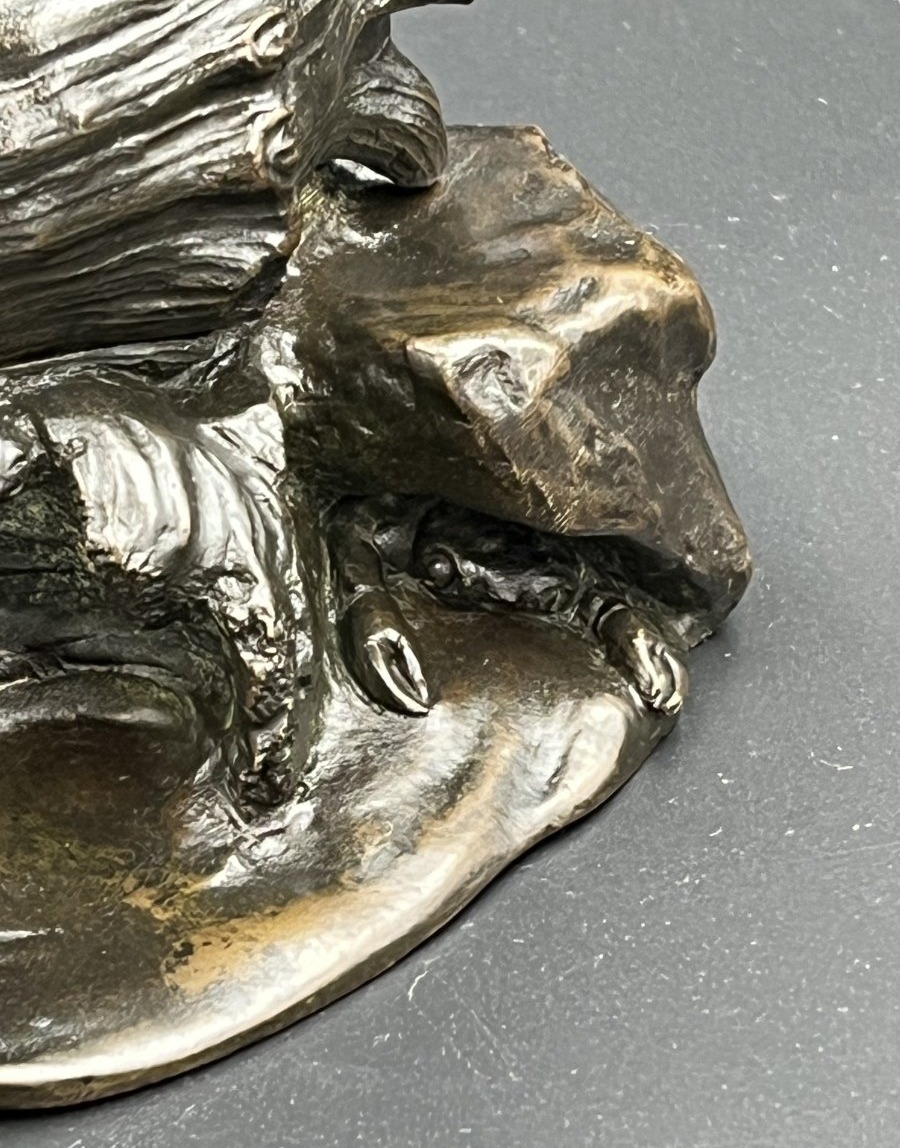 Patinated Bronze Inkwell With A Marine Motif Featuring A Seashell And A Crab — France, Circa 1900-photo-1