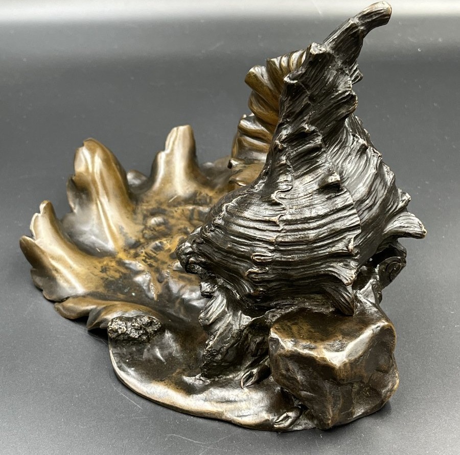 Patinated Bronze Inkwell With A Marine Motif Featuring A Seashell And A Crab — France, Circa 1900-photo-2