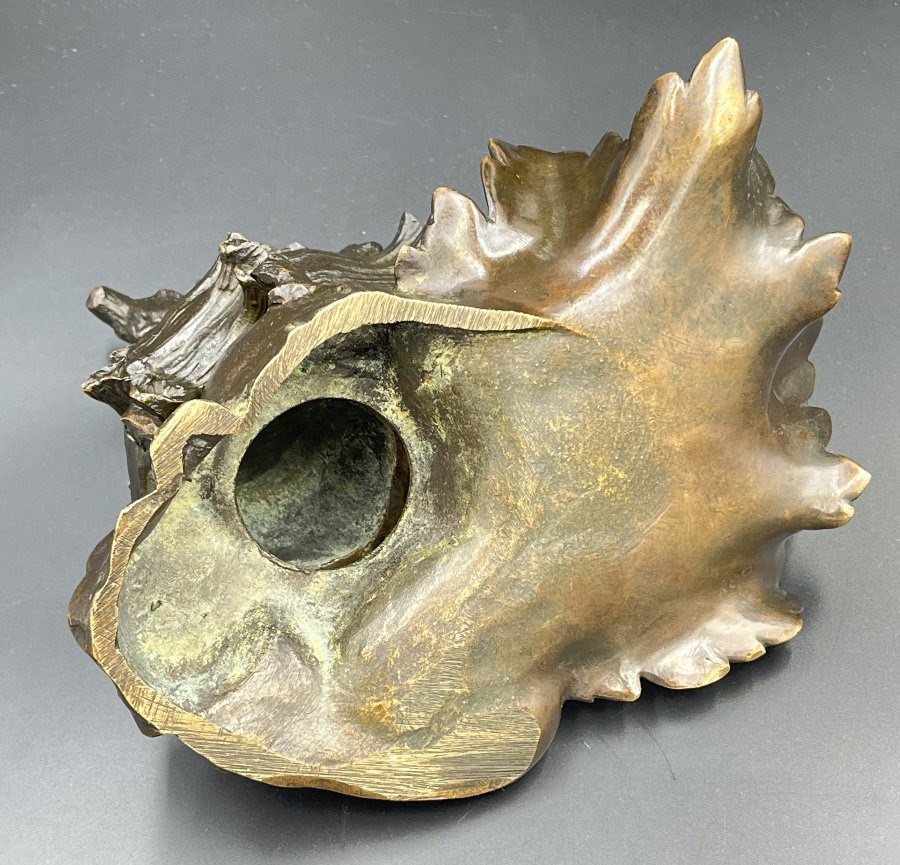 Patinated Bronze Inkwell With A Marine Motif Featuring A Seashell And A Crab — France, Circa 1900-photo-4