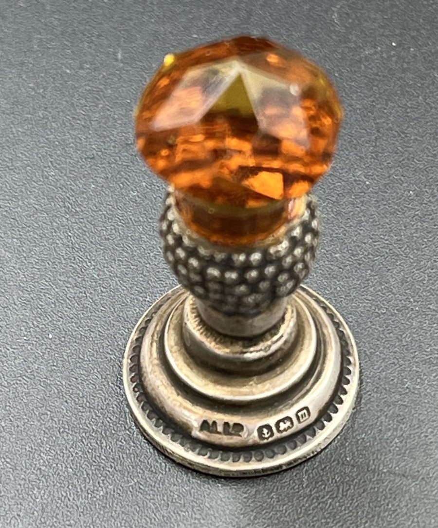 Sceau Art Nouveau en argent massif et citrine – Chardon écossais – Birmingham-photo-1