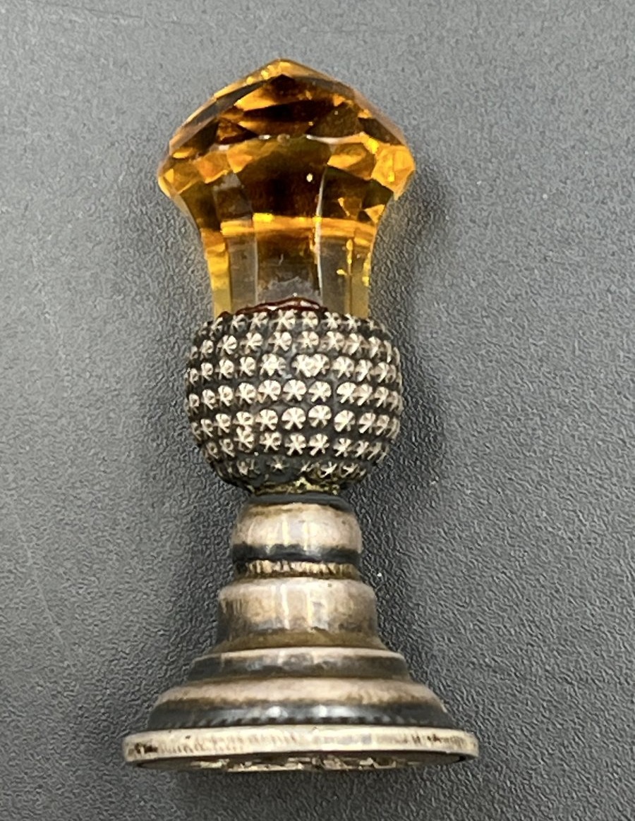 Sceau Art Nouveau en argent massif et citrine – Chardon écossais – Birmingham-photo-2