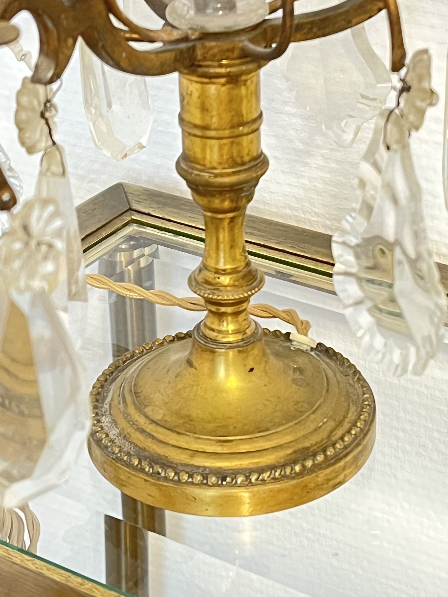 Paire de girandoles en bronze doré et cristal taillé – Style Louis XV – XIXe siècle-photo-4