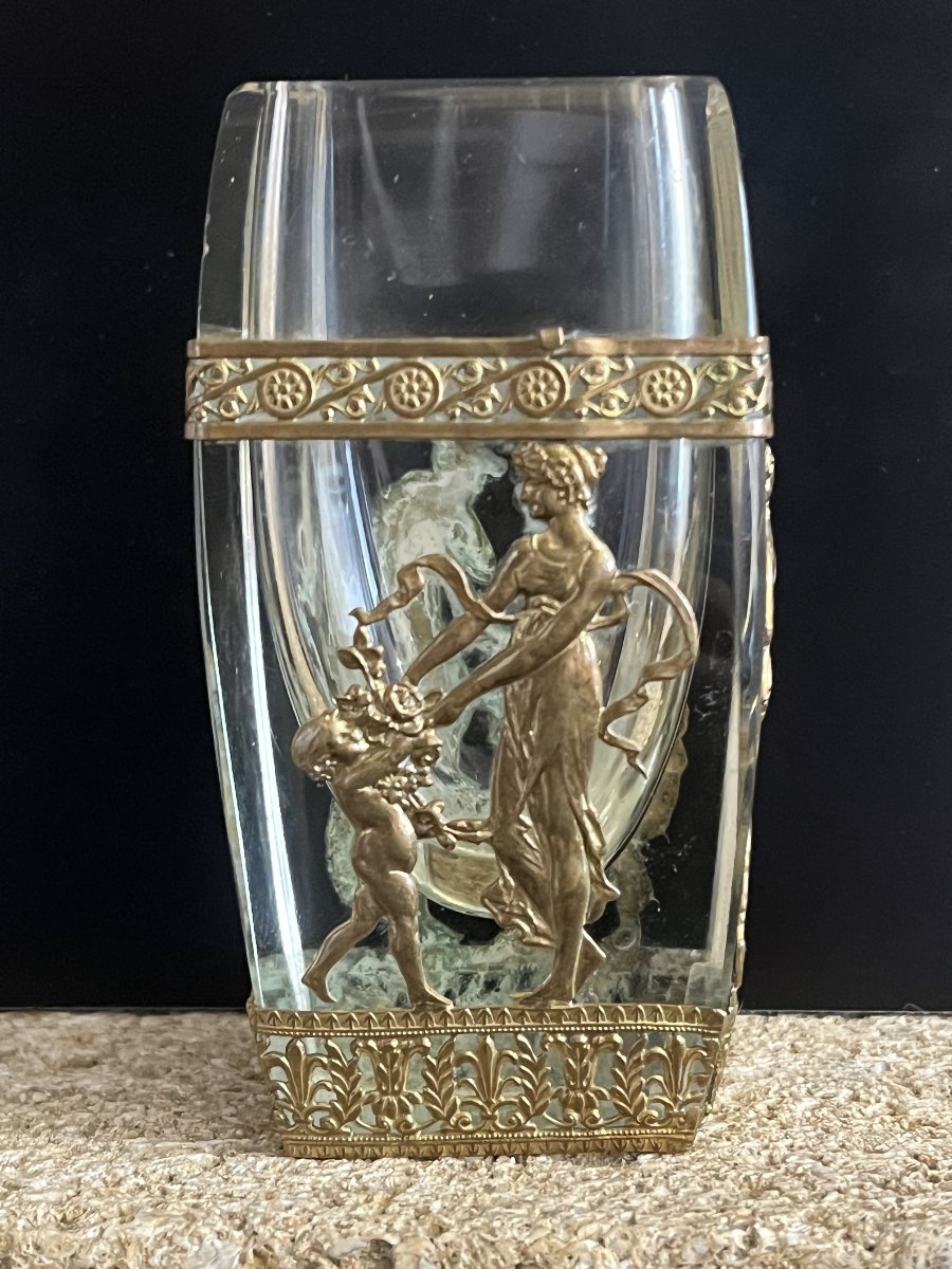 Small Crystal And Gilded Bronze Vase With Figurative Decoration – 19th Century-photo-4