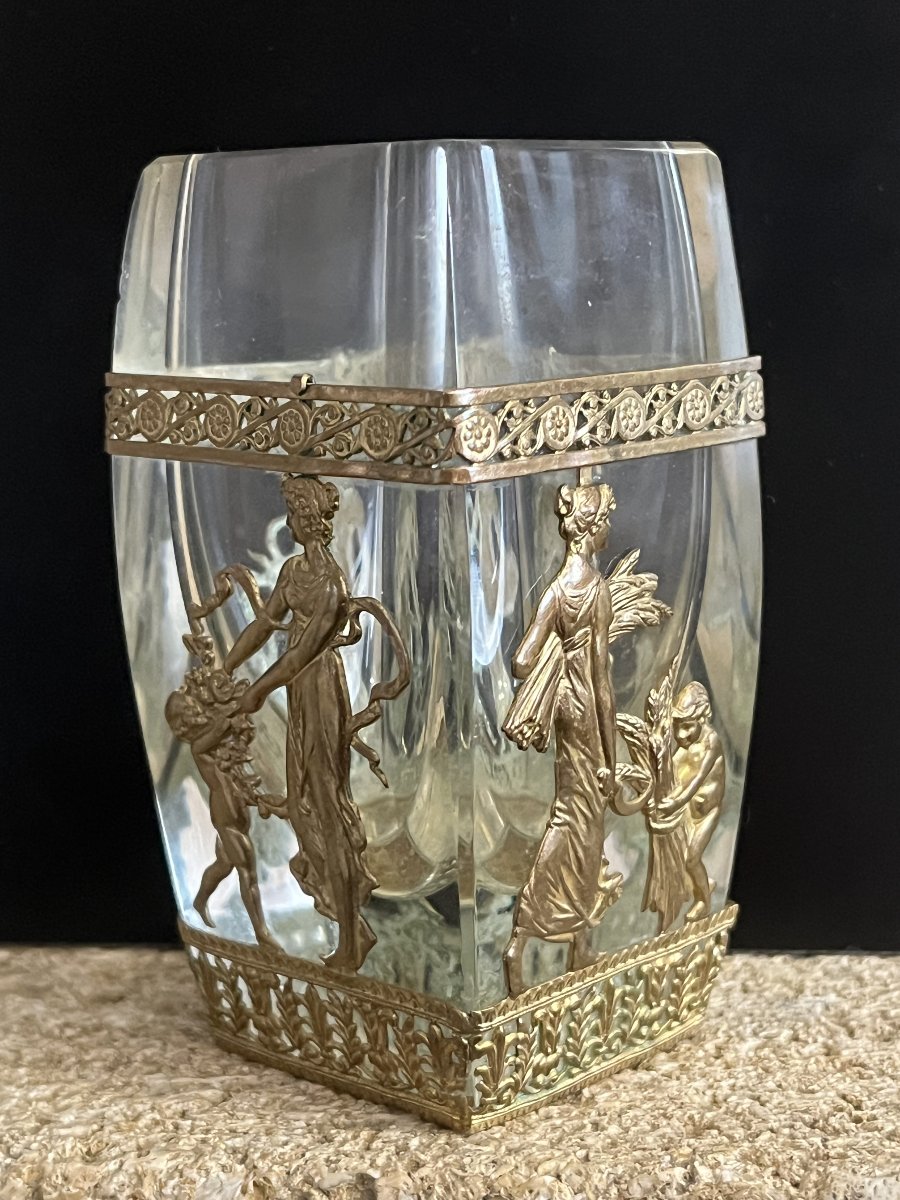 Small Crystal And Gilded Bronze Vase With Figurative Decoration – 19th Century-photo-1