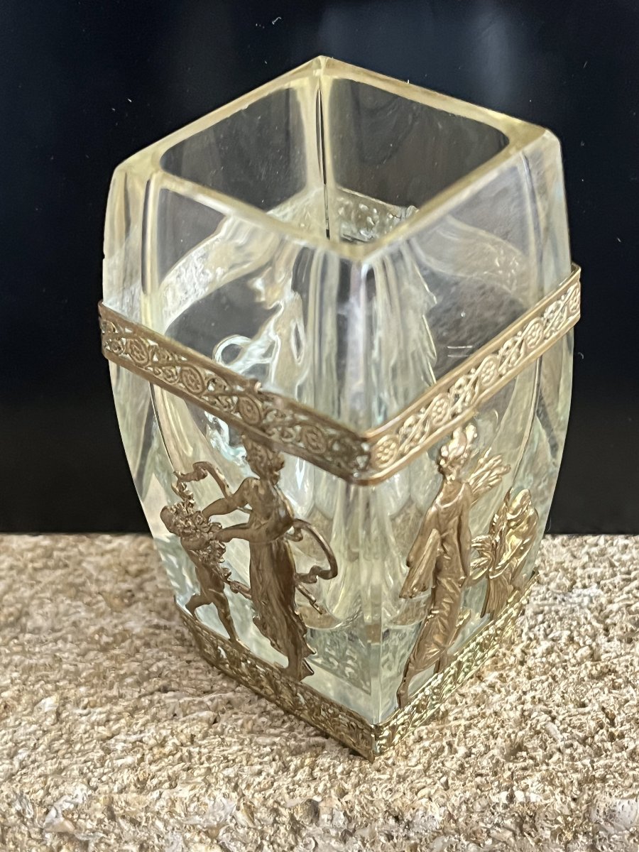 Small Crystal And Gilded Bronze Vase With Figurative Decoration – 19th Century-photo-2